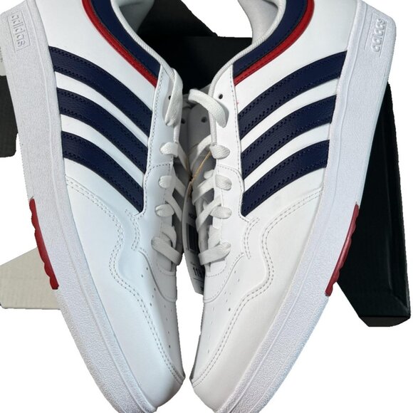Adidas Hoops 4.0 Shoes Mens Size 11.5 White Navy Red Low Top Sneaker NEW JQ9986 - Picture 2 of 10